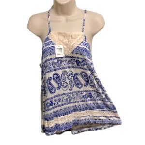 Bohemian Boho Paisley High Low Racerback Sleeveless Tank Womens Large